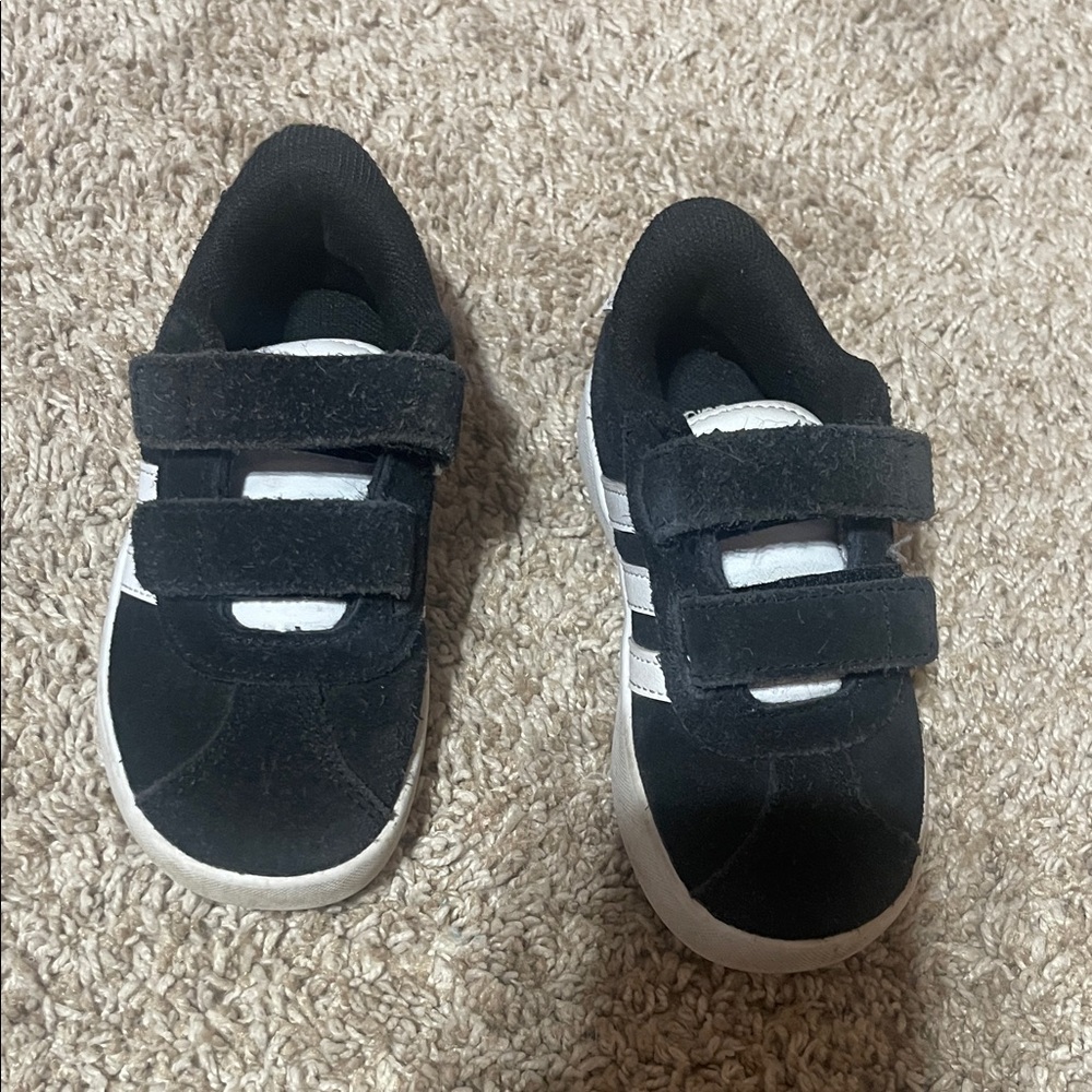 Adidas Kids Black and White Velcro Sneakers - Picture 3 of 6